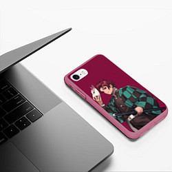 Чехол iPhone 7/8 матовый KIMETSU NO YAIBA, цвет: 3D-малиновый — фото 2