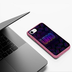 Чехол iPhone 7/8 матовый Little Big: UNO, цвет: 3D-малиновый — фото 2
