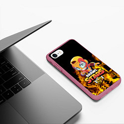 Чехол iPhone 7/8 матовый Brawl stars leon max, цвет: 3D-малиновый — фото 2