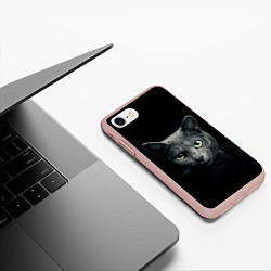 Чехол iPhone 7/8 матовый Кот, цвет: 3D-светло-розовый — фото 2