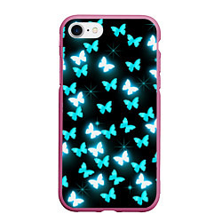 Чехол iPhone 7/8 матовый Бабочки, цвет: 3D-малиновый