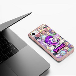 Чехол iPhone 7/8 матовый BrawlStars Girls Oko, цвет: 3D-светло-розовый — фото 2