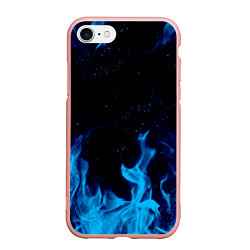 Чехол iPhone 7/8 матовый СИНИЙ ОГОНЬ, цвет: 3D-светло-розовый