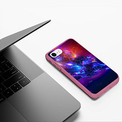 Чехол iPhone 7/8 матовый SPACE ABSTRACT, цвет: 3D-малиновый — фото 2
