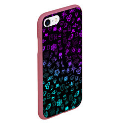 Чехол iPhone 7/8 матовый RAINBOW SIX SIEGE NEON, цвет: 3D-малиновый — фото 2