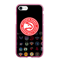 Чехол iPhone 7/8 матовый Atlanta Hawks 1, цвет: 3D-малиновый