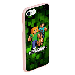 Чехол iPhone 7/8 матовый Minecraft Майнкрафт, цвет: 3D-светло-розовый — фото 2