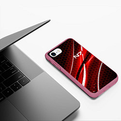 Чехол iPhone 7/8 матовый MASS EFFECT N7, цвет: 3D-малиновый — фото 2