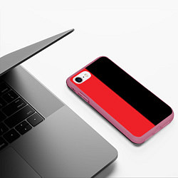 Чехол iPhone 7/8 матовый BLACK RED, цвет: 3D-малиновый — фото 2