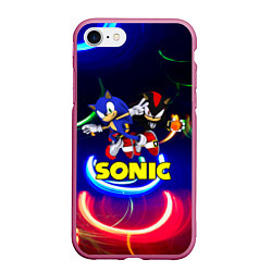 Чехол iPhone 7/8 матовый SONIC, цвет: 3D-малиновый