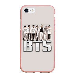 Чехол iPhone 7/8 матовый BTS, цвет: 3D-светло-розовый
