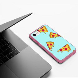 Чехол iPhone 7/8 матовый Ароматная пицца, цвет: 3D-малиновый — фото 2
