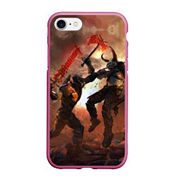 Чехол iPhone 7/8 матовый Doom Eternal, цвет: 3D-малиновый