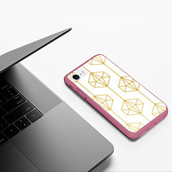 Чехол iPhone 7/8 матовый Геометрический орнамент золото, цвет: 3D-малиновый — фото 2