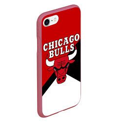 Чехол iPhone 7/8 матовый CHICAGO BULLS, цвет: 3D-малиновый — фото 2