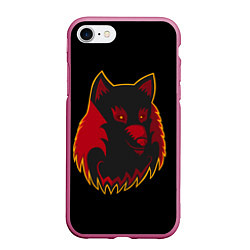 Чехол iPhone 7/8 матовый Wolf Logo, цвет: 3D-малиновый