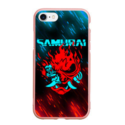 Чехол iPhone 7/8 матовый CYBERPUNK 2077 SAMURAI, цвет: 3D-светло-розовый