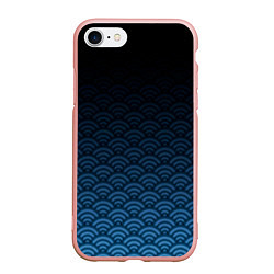 Чехол iPhone 7/8 матовый Узор круги темный синий, цвет: 3D-светло-розовый