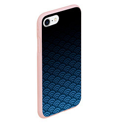 Чехол iPhone 7/8 матовый Узор круги темный синий, цвет: 3D-светло-розовый — фото 2