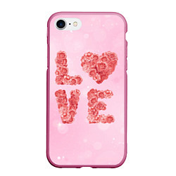 Чехол iPhone 7/8 матовый Love Розы, цвет: 3D-малиновый