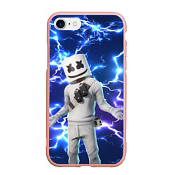 Чехол iPhone 7/8 матовый FORTNITE x MARSHMELLO, цвет: 3D-светло-розовый