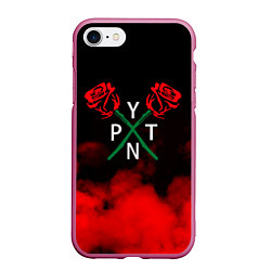 Чехол iPhone 7/8 матовый PYTN X ROSE, цвет: 3D-малиновый