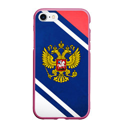 Чехол iPhone 7/8 матовый RUSSIA SPORT, цвет: 3D-малиновый