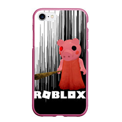 Чехол iPhone 7/8 матовый Roblox Piggy, цвет: 3D-малиновый