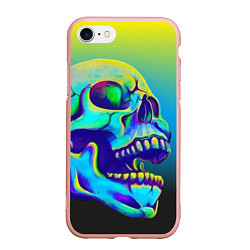 Чехол iPhone 7/8 матовый Neon skull, цвет: 3D-светло-розовый