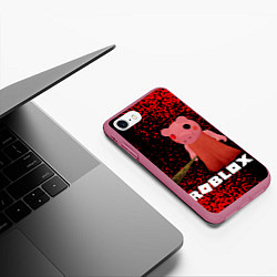 Чехол iPhone 7/8 матовый Roblox Piggy, цвет: 3D-малиновый — фото 2