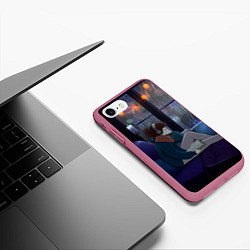 Чехол iPhone 7/8 матовый СИЖУ ДОМА, цвет: 3D-малиновый — фото 2