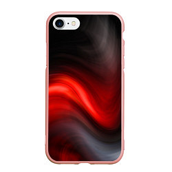 Чехол iPhone 7/8 матовый BLACK RED WAVES АБСТРАКЦИЯ