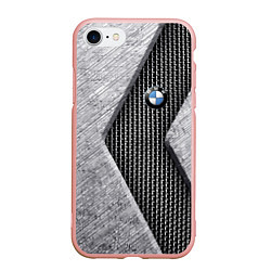 Чехол iPhone 7/8 матовый BMW - emblem - metal - texture, цвет: 3D-светло-розовый