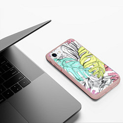 Чехол iPhone 7/8 матовый ТЕКСТУРА ТРОПИКИ, цвет: 3D-светло-розовый — фото 2