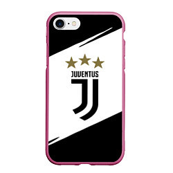 Чехол iPhone 7/8 матовый JUVENTUS, цвет: 3D-малиновый