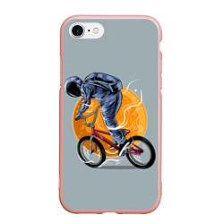 Чехол iPhone 7/8 матовый Космический велосипедист Z, цвет: 3D-светло-розовый