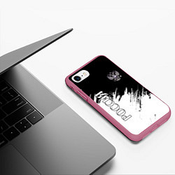 Чехол iPhone 7/8 матовый РОССИЯ, цвет: 3D-малиновый — фото 2