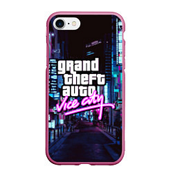 Чехол iPhone 7/8 матовый GTA, цвет: 3D-малиновый