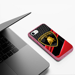 Чехол iPhone 7/8 матовый Lamborghini, цвет: 3D-малиновый — фото 2