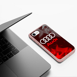 Чехол iPhone 7/8 матовый AUDI АУДИ, цвет: 3D-светло-розовый — фото 2