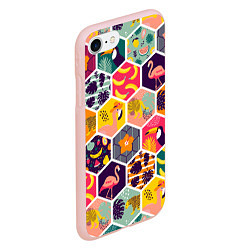 Чехол iPhone 7/8 матовый Тропические соты, цвет: 3D-светло-розовый — фото 2
