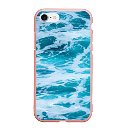 Чехол iPhone 7/8 матовый Вода волны пена море, цвет: 3D-светло-розовый