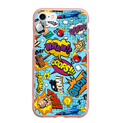 Чехол iPhone 7/8 матовый Pop art comics, цвет: 3D-светло-розовый