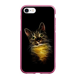 Чехол iPhone 7/8 матовый Дымчато-световой кот, цвет: 3D-малиновый