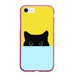 Чехол iPhone 7/8 матовый Кот в засаде, цвет: 3D-малиновый