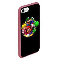 Чехол iPhone 7/8 матовый Марио, цвет: 3D-малиновый — фото 2