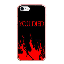 Чехол iPhone 7/8 матовый YOU DIED, цвет: 3D-светло-розовый