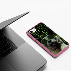 Чехол iPhone 7/8 матовый КОТ, цвет: 3D-малиновый — фото 2