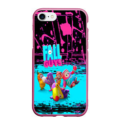 Чехол iPhone 7/8 матовый Fall Guys, цвет: 3D-малиновый