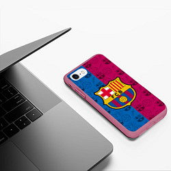 Чехол iPhone 7/8 матовый FC BARCELONA, цвет: 3D-малиновый — фото 2